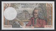 FRANCE "VOLTAIRE Alphabet Q.828" 10 Francs 7.12.1972 Vorz/ UNC(Leichte Büroklammer Spur)