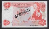 ÎLE MAURICE. MAURITIUS 5 et 10 Rupees Queen Elizabeth II. 2 Specimen à la Croix de Malte. -