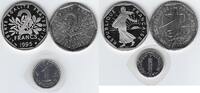 FRANCE 2x 2 Francs et 1 Centime Jean Moulin Semeuse et Epi. Jean Moulin Säerin und Weizenkolben . -