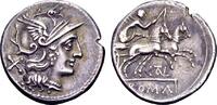 Roman Republic Denarius Roman Republic. Cn. Lucretius Trio, AR Denarius (17mm, 3.93 gram) Rome 136 BC -