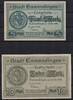   2 x NOTGELD EMMENDINGEN, Stadt, 5 + 10 Mark, 30.10.1918,  9,90 EUR  + 8,00 EUR frais d'envoi