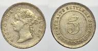 Straits Settlements 5 Cents Britische Kolonie 1837-1939. -