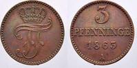 Mecklenburg-Schwerin Cu 3 Pfennige Friedrich Franz II. 1842-1883. -