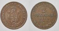 Sachsen-Albertinische Linie Cu 2 Pfennig Johann 1854-1873. -
