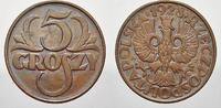 Polen-Republik 1918-1939 5 Groszy Republik Polen 1918-1939. -