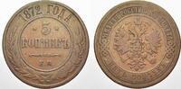 Cu 5 Kopeken 1872  EM Russland Zar Alexander II. 1855-1881. Sehr schön