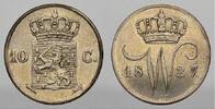 Niederlande 10 Cent 1827 Willem I. 1815-1840. Vorz&uuml;glich-vorz&uuml;glich+ von... 35,00 EUR  + 15,00 EUR frais d'envoi