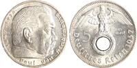 Drittes Reich 5 Reichsmark Paul von Hindenburg - mit Hakenkreuz. -