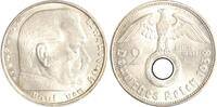 Drittes Reich 2 Reichsmark Paul von Hindenburg - mit Hakenkreuz. -