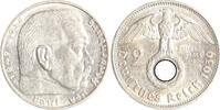 Drittes Reich 2 Reichsmark Paul von Hindenburg - mit Hakenkreuz. -