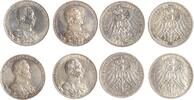 Preussen 4 x 3 Mark Wilhelm II. 1888-1918. -