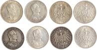 Preussen 4 x 3 Mark Wilhelm II. 1888-1918. -