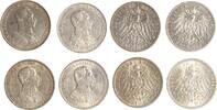 Preussen 4 x 3 Mark Wilhelm II. 1888-1918. -