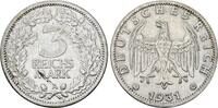 Weimarer Republik 3 Reichsmark 1931 A Umlaufmünze. TTB-SUP