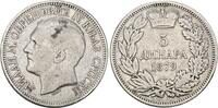 Serbien 5 Dinara 1879 Milan Obrenovich IV. 1868-1882. Sehr sch&ouml;n 125,00 EUR  + 10,00 EUR frais d'envoi