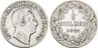 Baden 1/2 Gulden Carl Leopold Friedrich 1830-1852 -