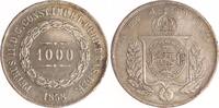 Brasilien 1000 Reis Pedro II. 1831-1889. -