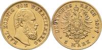 Württemberg 5 Mark 1877 F Karl Lötstelle, TTB+