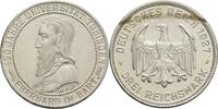Weimarer Republik 3 Reichsmark 1927 F Universität Tübingen Rf., Kr., etw. fleckig, part. Tönung, SUP