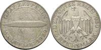 Weimarer Republik 5 Reichsmark 1930 G Zeppelin Ger. Rf. u. Kr., etw. fleckig, TTB-SUP