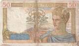 France 50 Francs 1939 Cérès, 1939-06-15, TB+, Fayette:18.26, KM:85b