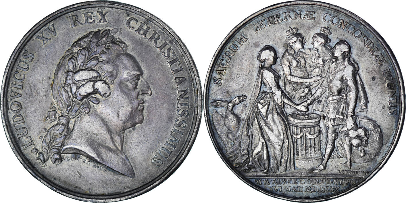 FRANCE - MÉDAILLE Louis XVI et Marie Antoinette par Divivier EUR 500,00