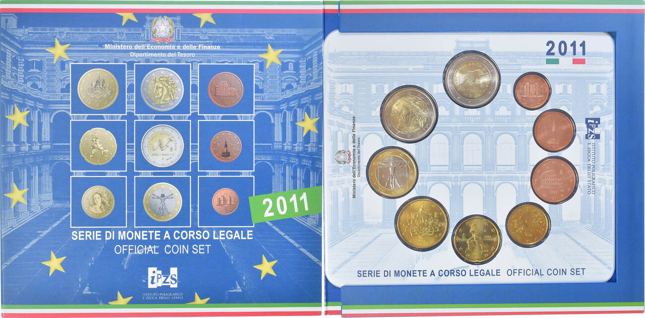 Italie Set 1 ct. - 2 Euro 2011 Rome Rome, Coin card.FDC | MA-Shops