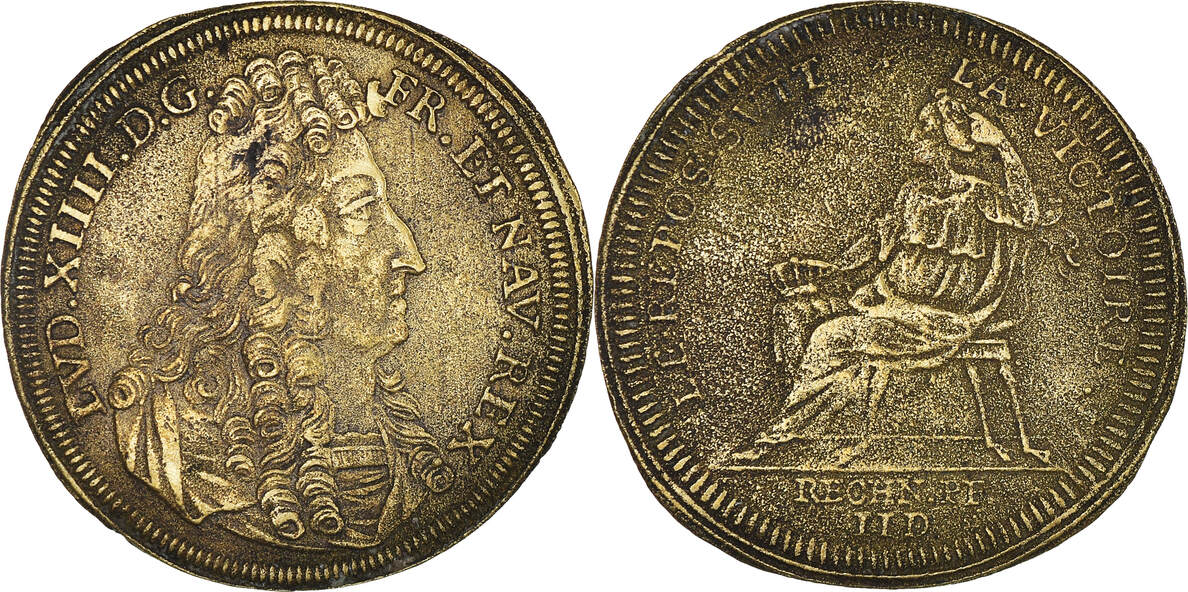 FRANCE JETON NUREMBERG Louis XIV Bâtiments du Roi Pallas laiton