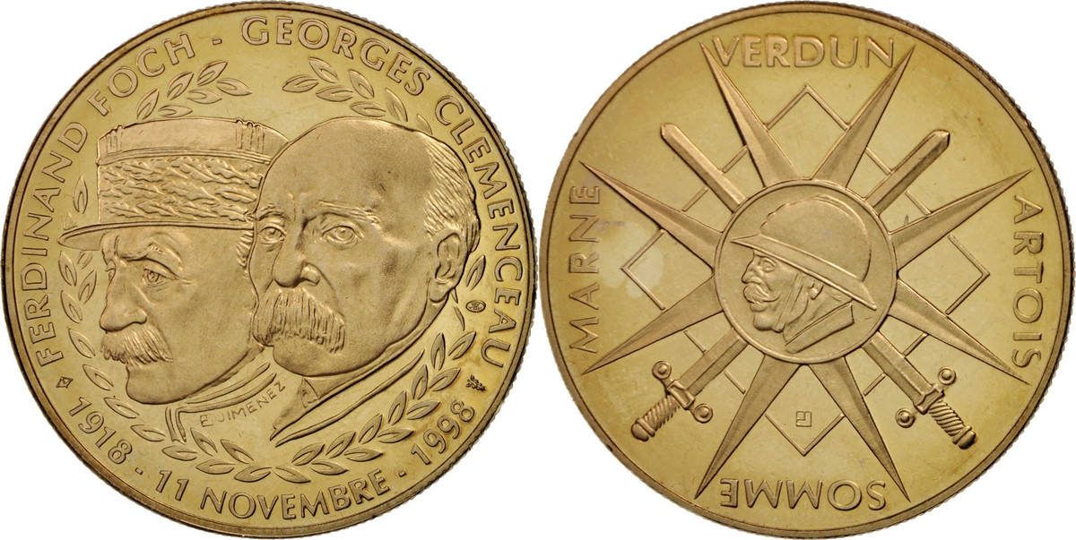Médaille Française 1998 - Foch & Clémenceau - Proof Cupro-Alu-Nickel - 41 Mm