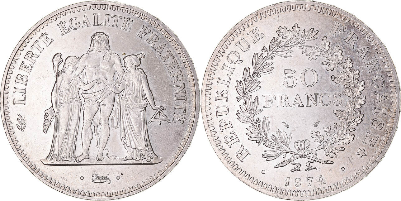 フランス 1974 ヘラクレス 50 Francs 銀貨 Hybride 【公式通販】