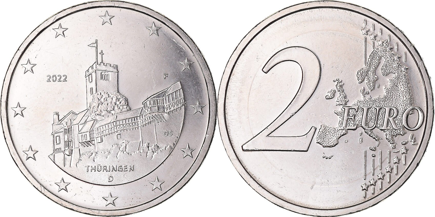 Allemagne 2 Euro 2022 Munich Thuringe, Munich, error monometallic SPL+ | MA-Shops Allemagne 2 Euro 2022 Munich Thuringe, Munich, error monometallic SPL+ | MA-Shops