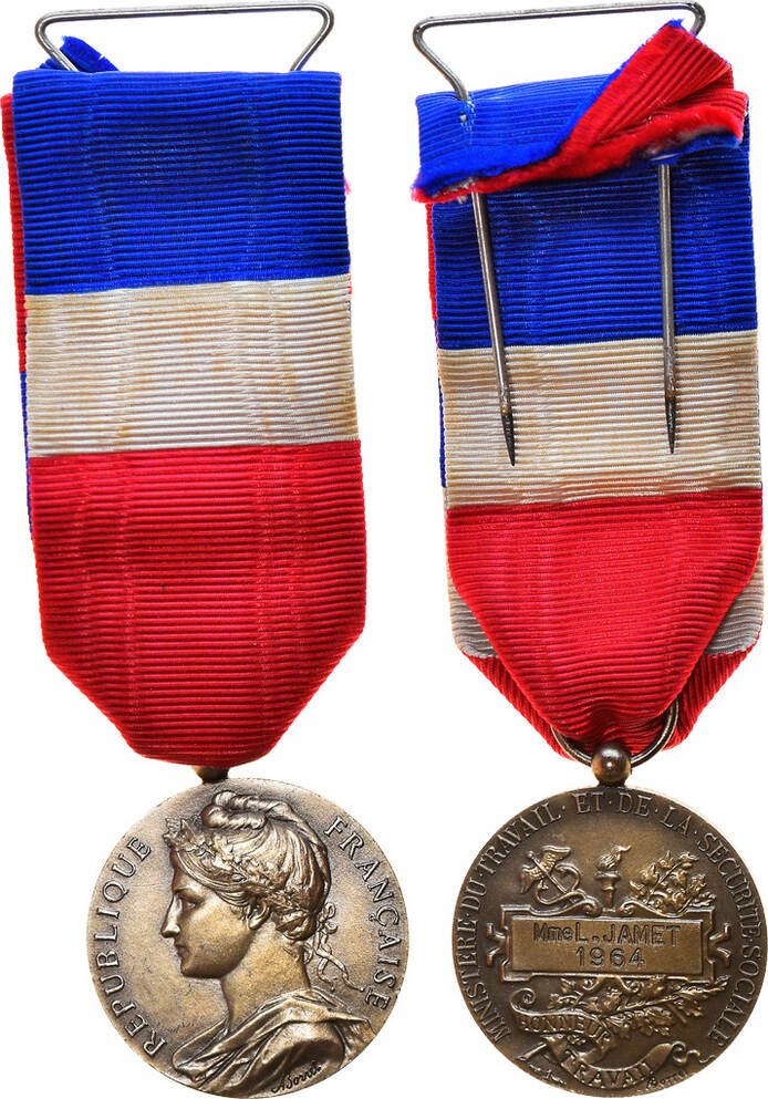 Médaille d'honneur du travail, Ministère du travail et de la sécurité sociale, Vermeil en argent - Collection