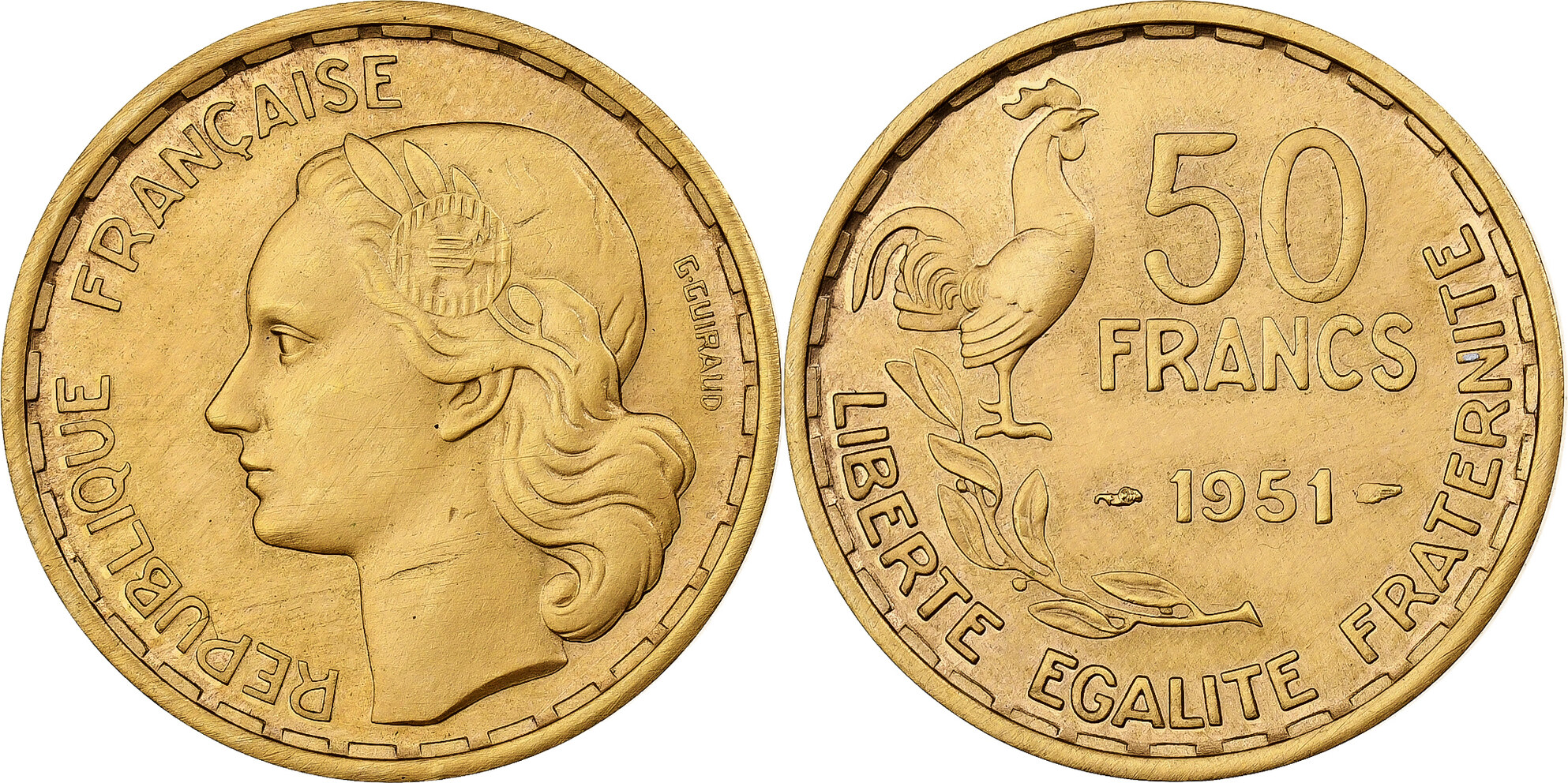 France 50 Francs 1951 Paris Guiraud, Paris, Epreuve en or, Or, SUP SPL