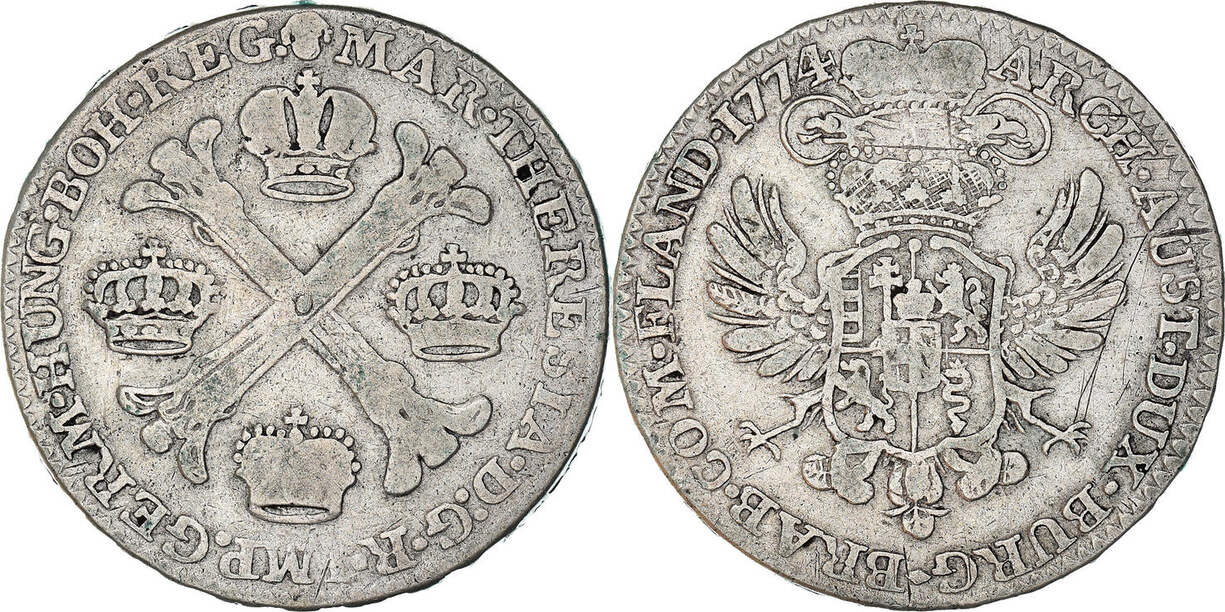 AUSTRIAN NETHERLANDS 1/2 Kronenthaler 1774 (B) Monnaie, Maria Theresa ...