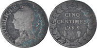 France 5 Centimes Monnaie, Dupré, Strasbourg, Bronze, KM:640.4 -