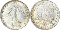 France 50 Centimes Monnaie, Semeuse, Paris, Argent, KM:854 -