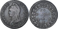 France Decime Monnaie, Dupré, Paris, Bronze, KM:637.1 -