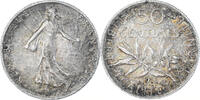 France 50 Centimes Monnaie, Semeuse, Paris, Argent, KM:854 -