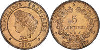 France 5 Centimes Monnaie, Cérès, Paris, Bronze, Gadoury:157a -