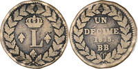 France Decime Monnaie, Louis XVIII, Strasbourg, Bronze -