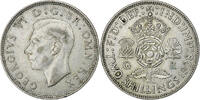 Grande-Bretagne Florin, Two Shillings George VI, Argent, KM:855 -