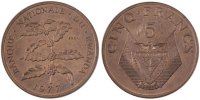 Rwanda 5 Francs Monnaie, Bronze, KM:E5 -