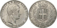 États italiens 5 Lire SARDINIA, Carlo Alberto, Genoa, Argent -