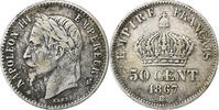 France 50 Centimes Napoléon III, Strasbourg, grand BB, Argent -