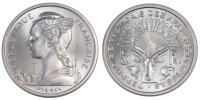 Territoire français des Afars et des Issas 5 Francs Monnaie, FRENCH AFARS & ISSAS, Paris, Aluminium -