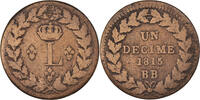 France Decime Monnaie, Louis XVIII, Strasbourg, Bronze, Gadoury:196 -