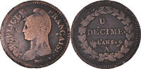 France Decime Monnaie, Dupré, Paris, Bronze, Gadoury:185, KM:645.1 -