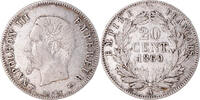France 20 Centimes Monnaie, Napoleon III, Paris, Argent -