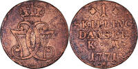 Danemark Skilling Monnaie, Christian VII, Cuivre, KM:616.1 -