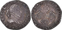 France 1/2 Franc au col plat Monnaie, Henri III, Paris, Argent -